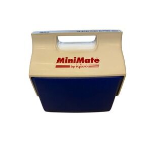 VTG! Igloo MiniMate Personal Cooler Blue White Push Button Lid Made in USA Small